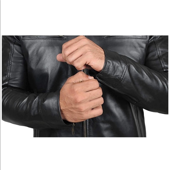 🎾 Decrum real lamb leather black moto jacket NWT - Picture 4 of 7